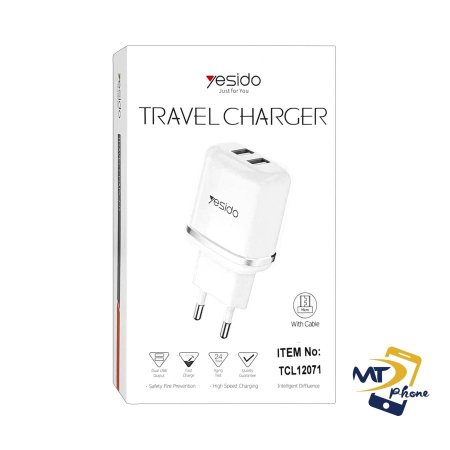 TRAVEL CHARGER DUAL USB OUTPUT - With Micro Cable